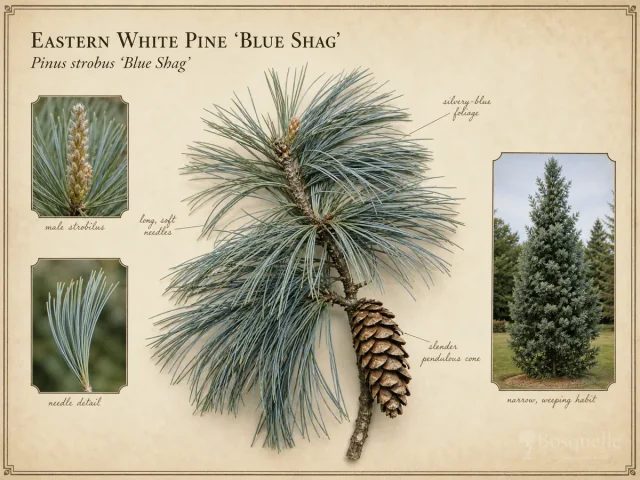 Eastern White Pine ‘Blue Shag’ (Pinus strobus ‘Blue Shag’)