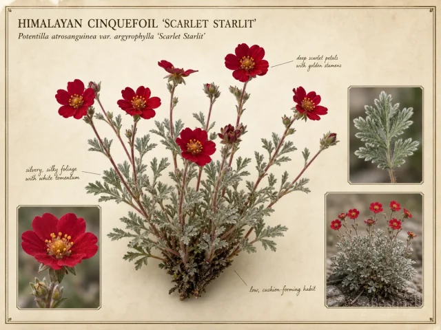 Himalayan Cinquefoil ‘Scarlet Starlit’ (Potentilla atrosanguinea var. argyrophylla ‘Scarlet Starlit’)