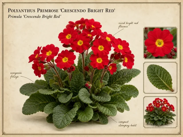 Polyanthus Primrose ‘Crescendo Bright Red’ (Primula ‘Crescendo Bright Red’)