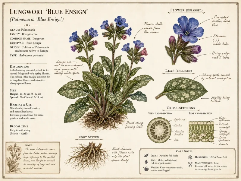 Lungwort ‘Blue Ensign’ (Pulmonaria ‘Blue Ensign’)