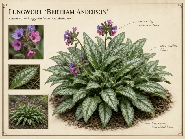 Lungwort ‘Bertram Anderson’ (Pulmonaria longifolia ‘Bertram Anderson’)