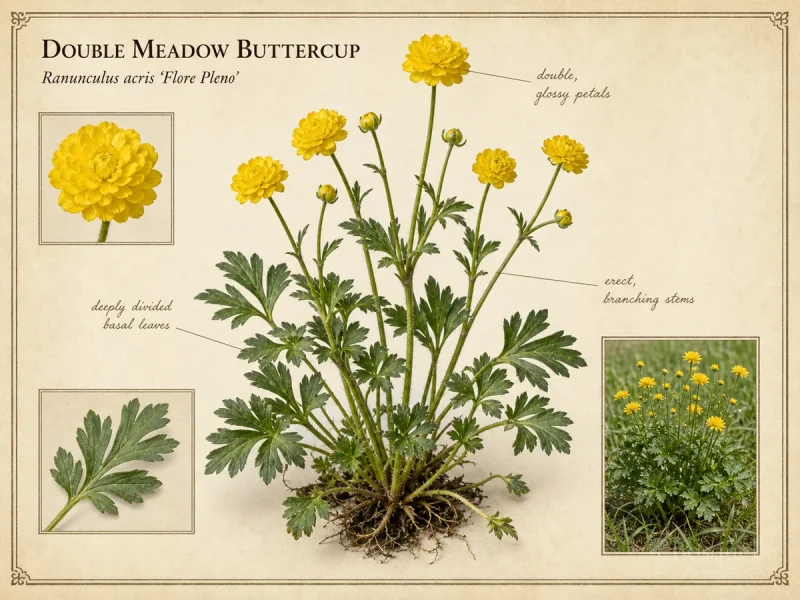 Double Meadow Buttercup (Ranunculus acris ‘Flore Pleno’)