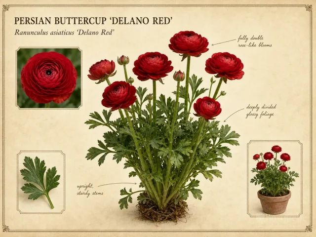 Persian Buttercup ‘Delano Red’ (Ranunculus asiaticus ‘Delano Red’)