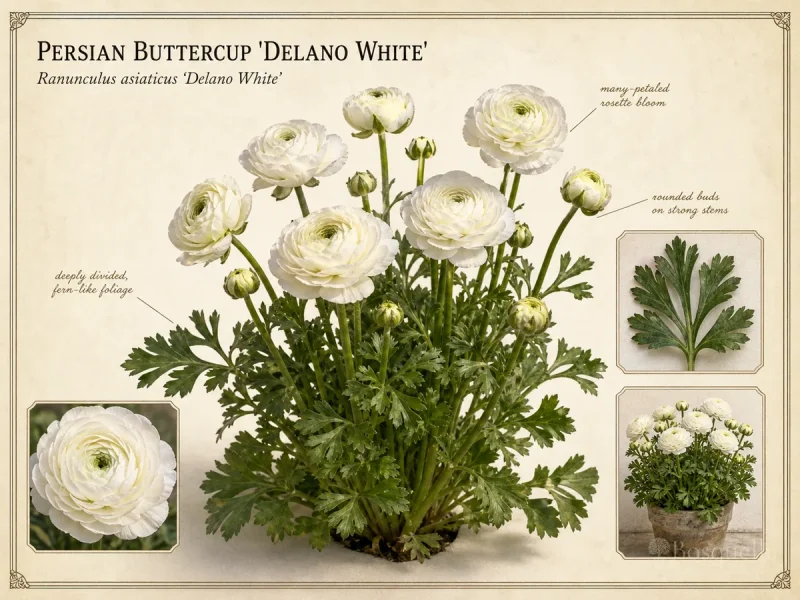 Persian Buttercup ‘Delano White’ (Ranunculus asiaticus ‘Delano White’)