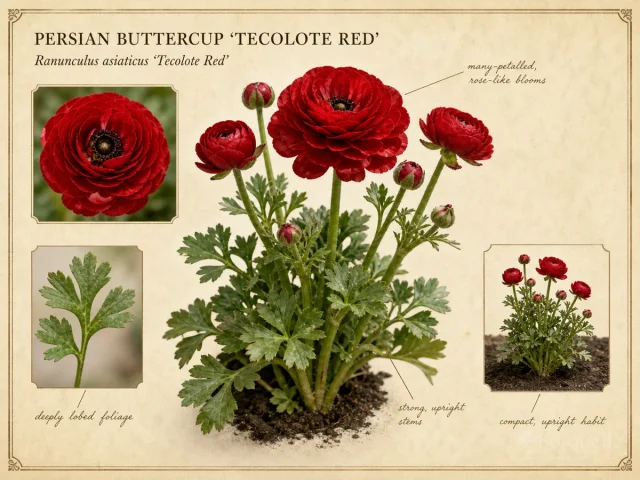 Persian Buttercup ‘Tecolote Red’ (Ranunculus asiaticus ‘Tecolote Red’)