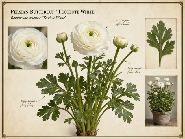 Persian Buttercup ‘Tecolote White’ (Ranunculus asiaticus ‘Tecolote White’)