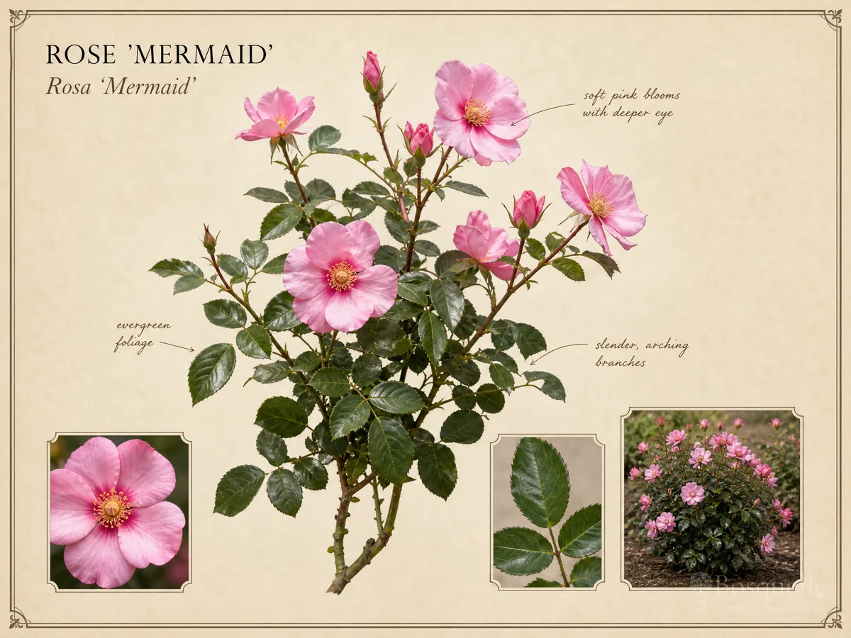 Rose ‘Mermaid’ (Rosa ‘Mermaid’)