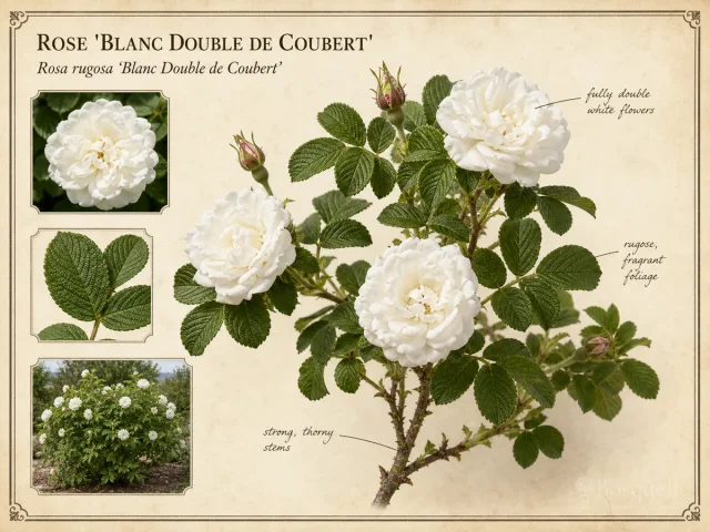 Rose ‘Blanc Double de Coubert’ (Rosa rugosa ‘Blanc Double de Coubert’)