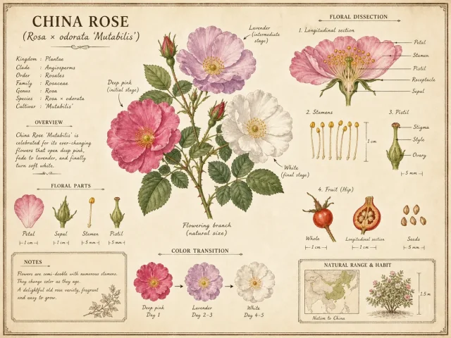 China Rose (Rosa × odorata ‘Mutabilis’)