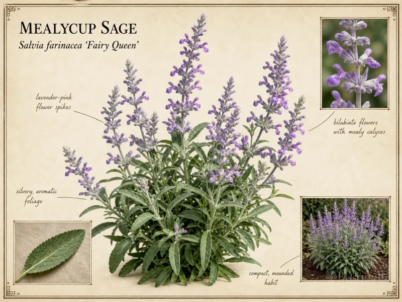 Mealycup Sage (Salvia farinacea ‘Fairy Queen’)
