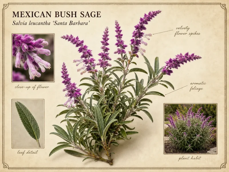 Mexican Bush Sage (Salvia leucantha ‘Santa Barbara’)