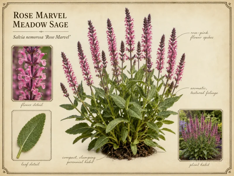 Rose Marvel Meadow Sage (Salvia nemorosa ‘Rose Marvel’)