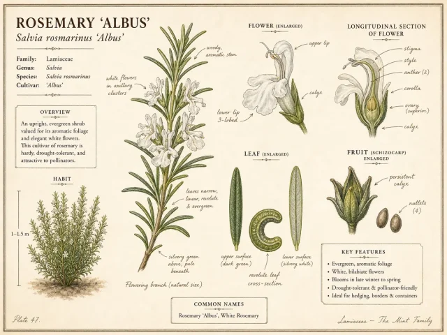 Rosemary (Salvia rosmarinus ‘Albus’)