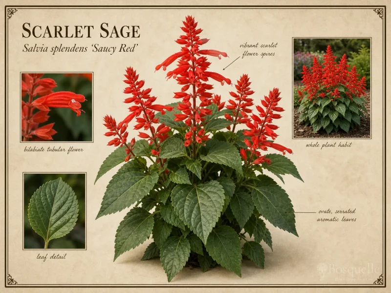 Scarlet Sage (Salvia splendens Saucy Red)