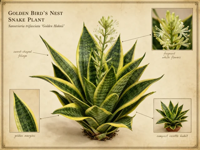 Golden Bird’s Nest Snake Plant (Sansevieria trifasciata ‘Golden Hahnii’)