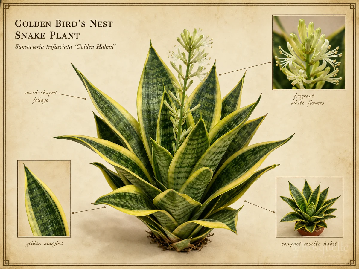 Golden Bird’s Nest Snake Plant (Sansevieria trifasciata ‘Golden Hahnii’)