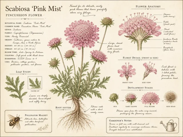 Pincushion Flower ‘Pink Mist’ (Scabiosa ‘Pink Mist’)