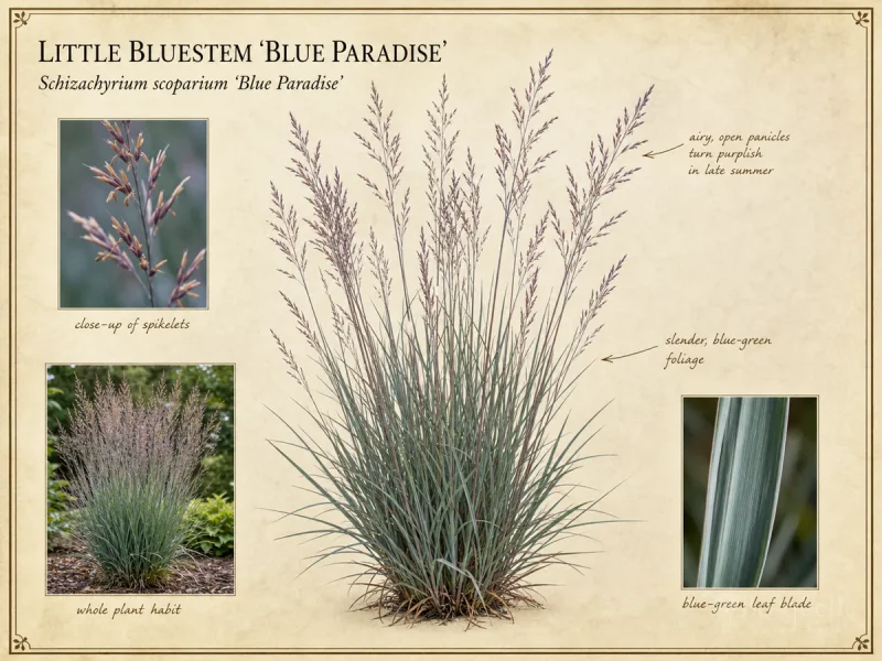 Little Bluestem ‘Blue Paradise’ (Schizachyrium scoparium ‘Blue Paradise’)