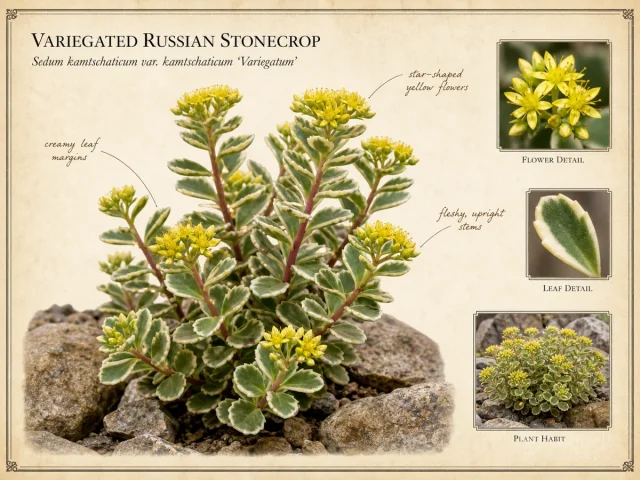 Variegated Russian Stonecrop (Sedum kamtschaticum var. kamtschaticum ‘Variegatum’)