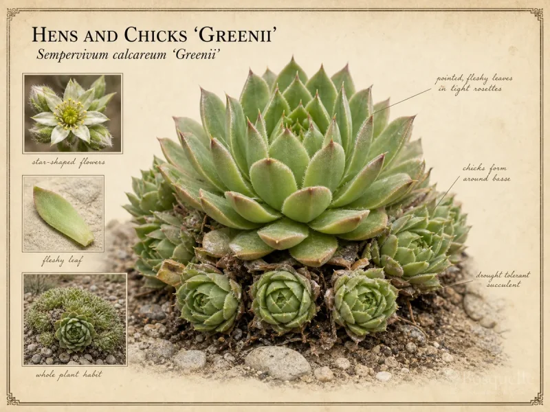 Hens and Chicks ‘Greenii’ (Sempervivum calcareum ‘Greenii’)