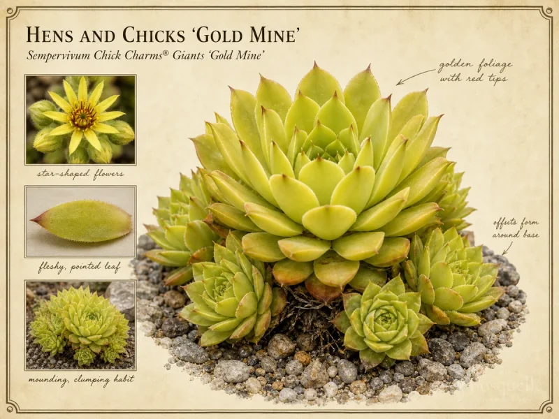 Hens and Chicks ‘Gold Mine’ (Sempervivum Chick Charms® Giants ‘Gold Mine’)