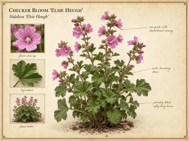 Checker Bloom ‘Elsie Heugh’ (Sidalcea ‘Elsie Heugh’)