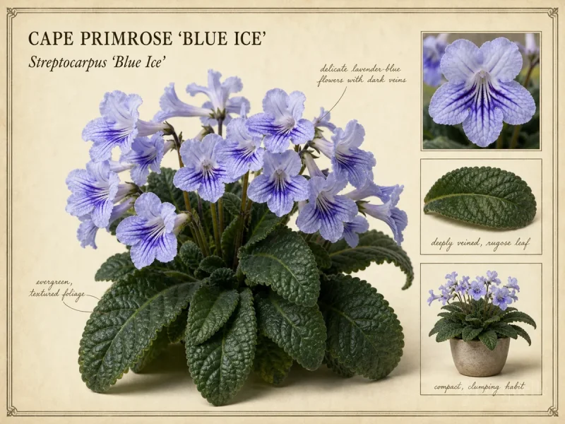Cape Primrose ‘Blue Ice’ (Streptocarpus ‘Blue Ice’)