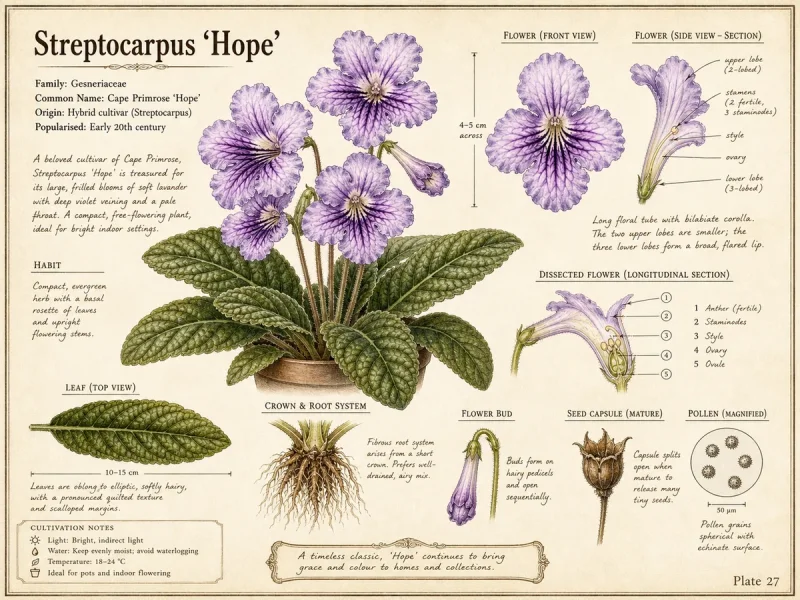 Cape Primrose ‘Hope’ (Streptocarpus ‘Hope’)