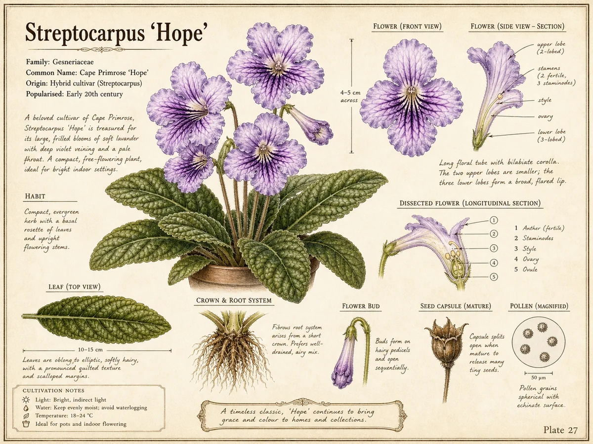 Cape Primrose 'Hope' — Bright indirect light, water when the top is dry,…