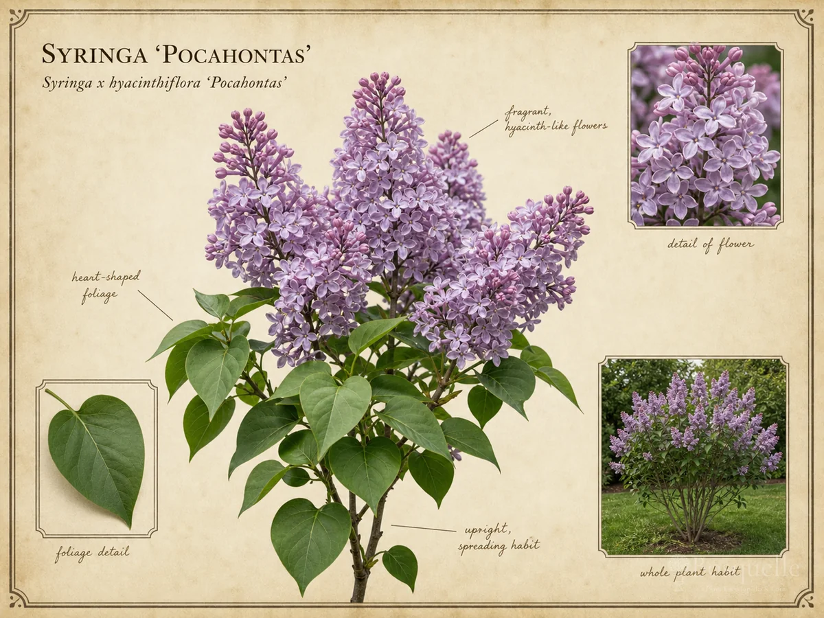 Syringa 'Pocahontas' botanical diagram