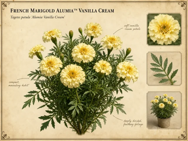 French Marigold Alumia™ Vanilla Cream (Tagetes patula ‘Alumia Vanilla Cream’)