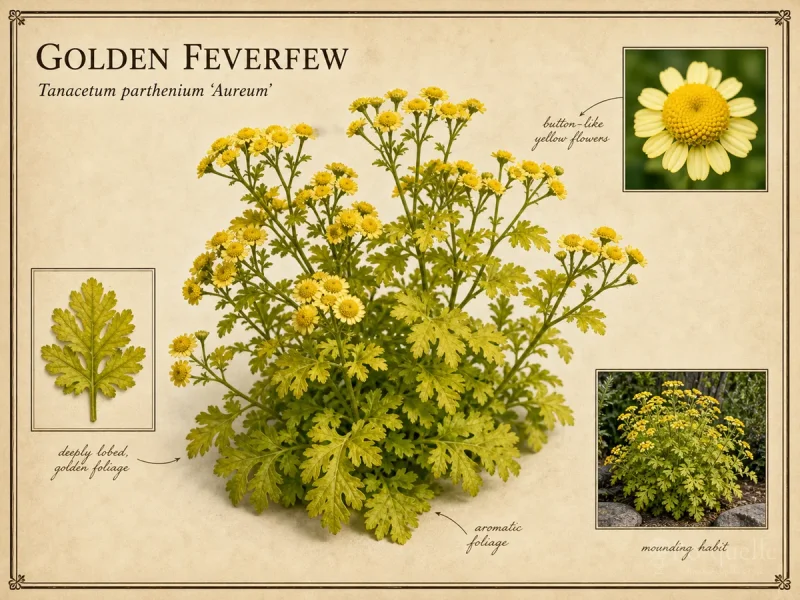 Golden Feverfew (Tanacetum parthenium ‘Aureum’)