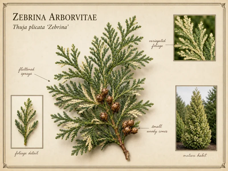Zebrina Arborvitae (Thuja plicata ‘Zebrina’)