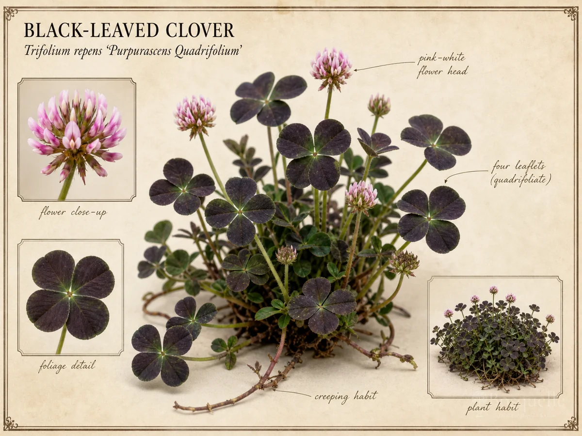 Black-Leaved Clover (Trifolium repens ‘Purpurascens Quadrifolium’)