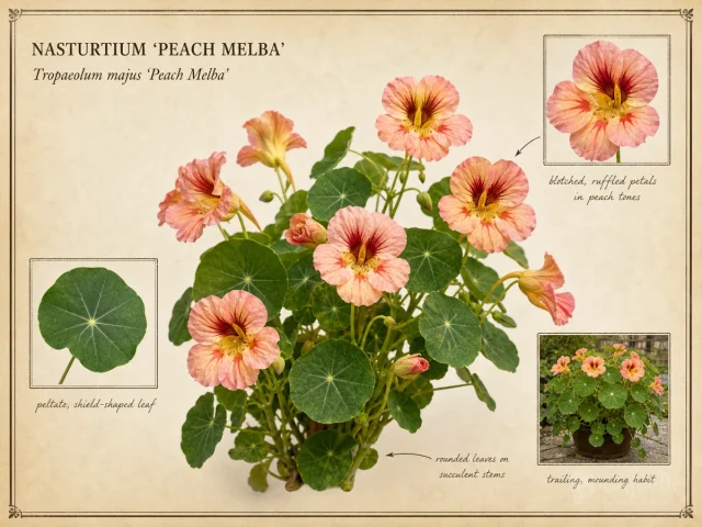 Nasturtium ‘Peach Melba’ (Tropaeolum majus ‘Peach Melba’)