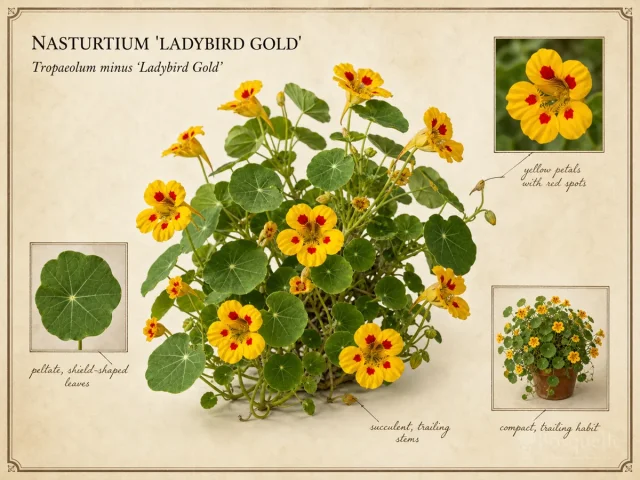 Nasturtium ‘Ladybird Gold’ (Tropaeolum minus ‘Ladybird Gold’)