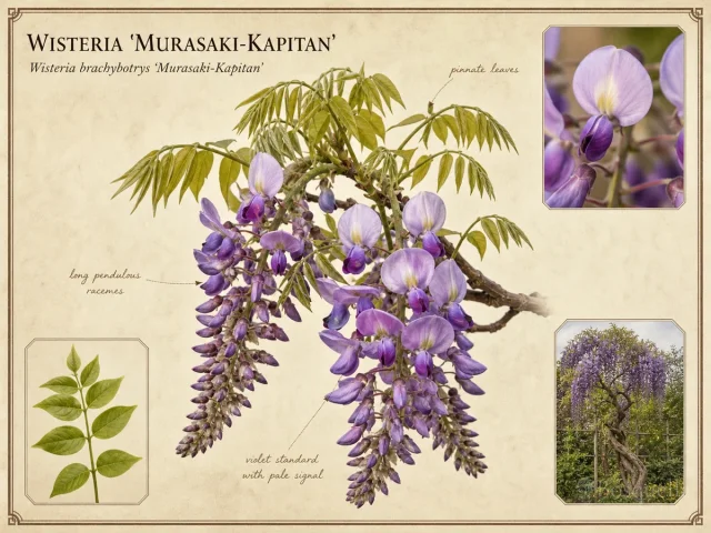Wisteria ‘Murasaki-Kapitan’ (Wisteria brachybotrys ‘Murasaki-Kapitan’)