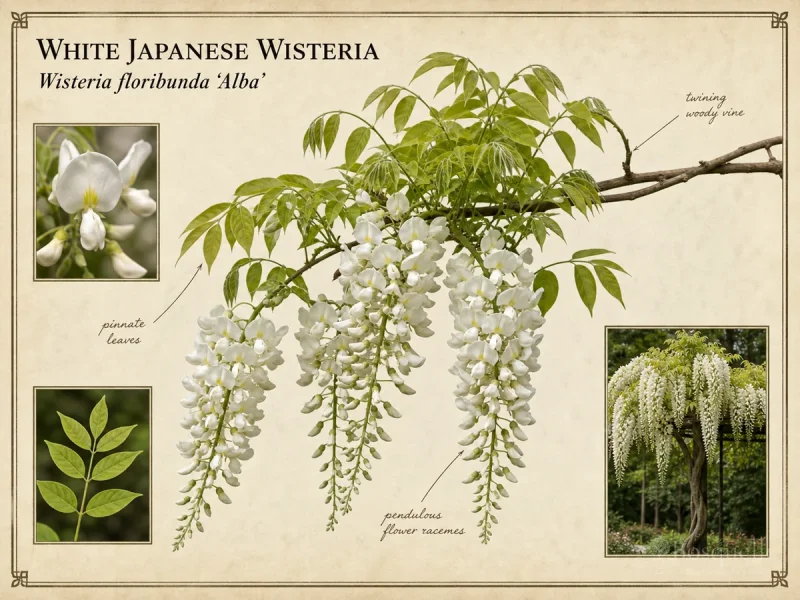 White Japanese Wisteria (Wisteria floribunda ‘Alba’)