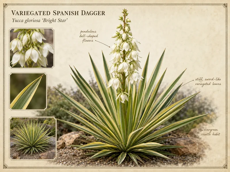 Variegated Spanish Dagger (Yucca gloriosa ‘Bright Star’)