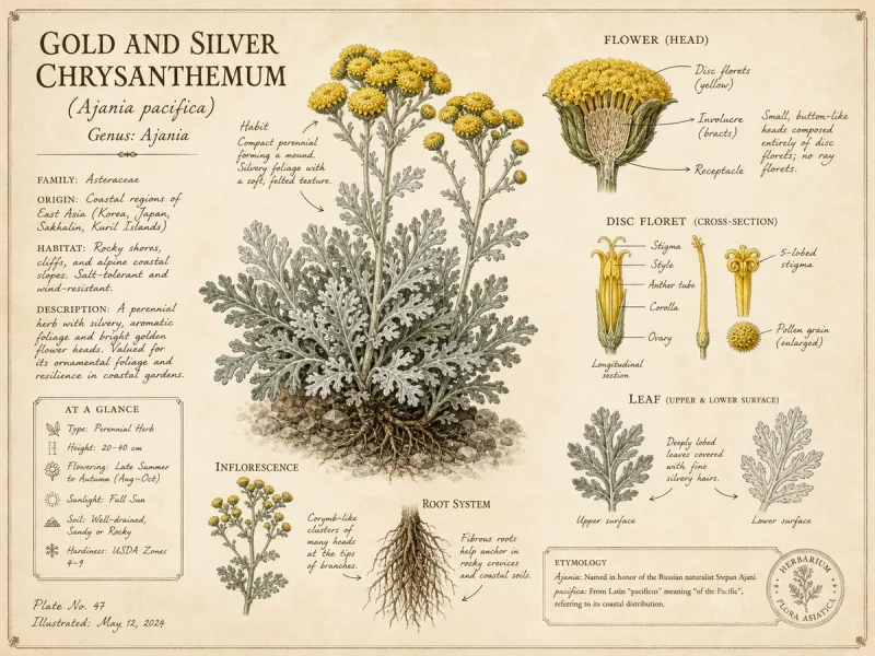 Gold and Silver Chrysanthemum (Ajania pacifica)