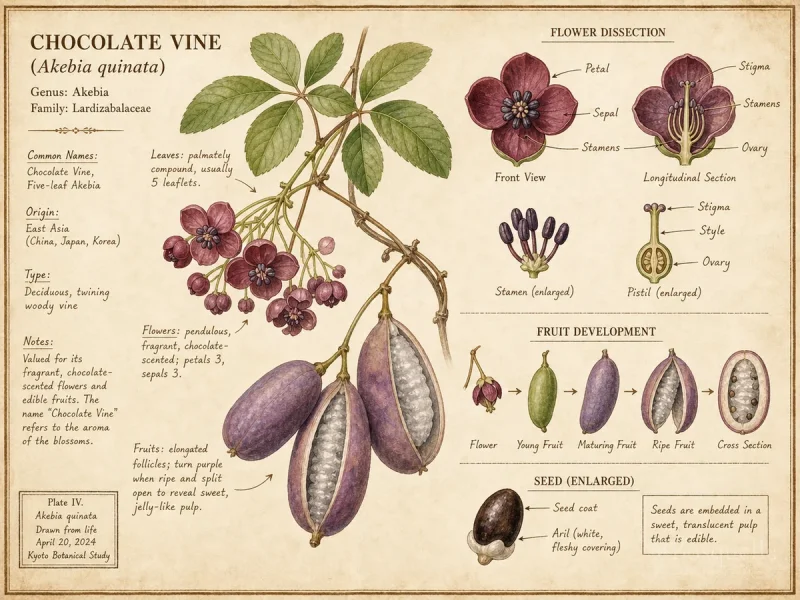 Chocolate Vine (Akebia quinata)