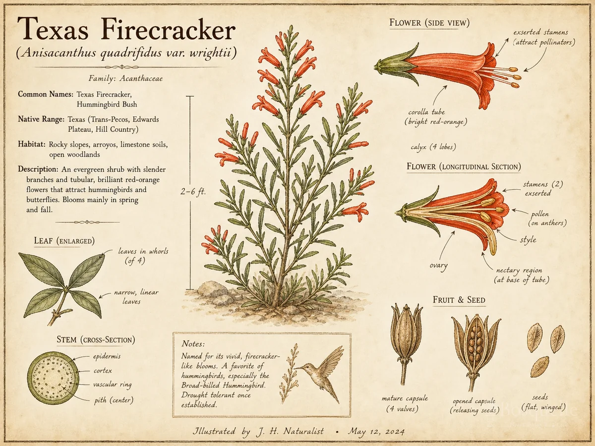 Texas Firecracker (Anisacanthus quadrifidus var. wrightii)