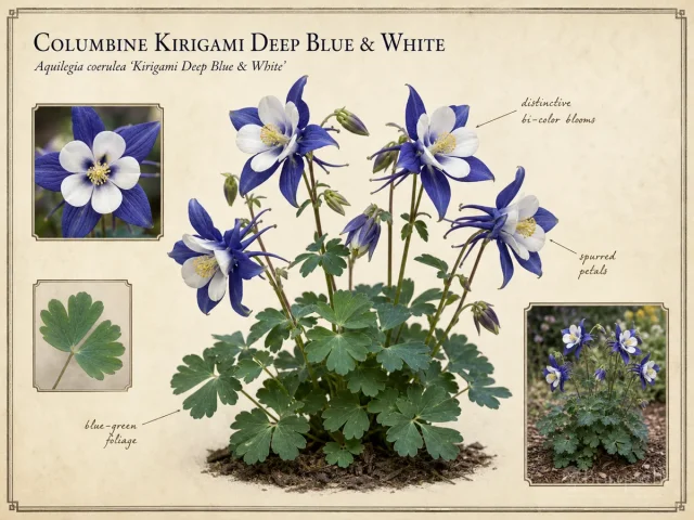 Columbine Kirigami Deep Blue & White
