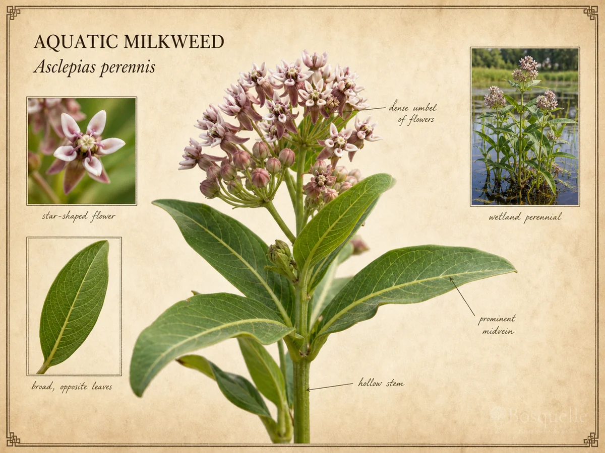 Aquatic Milkweed botanical diagram
