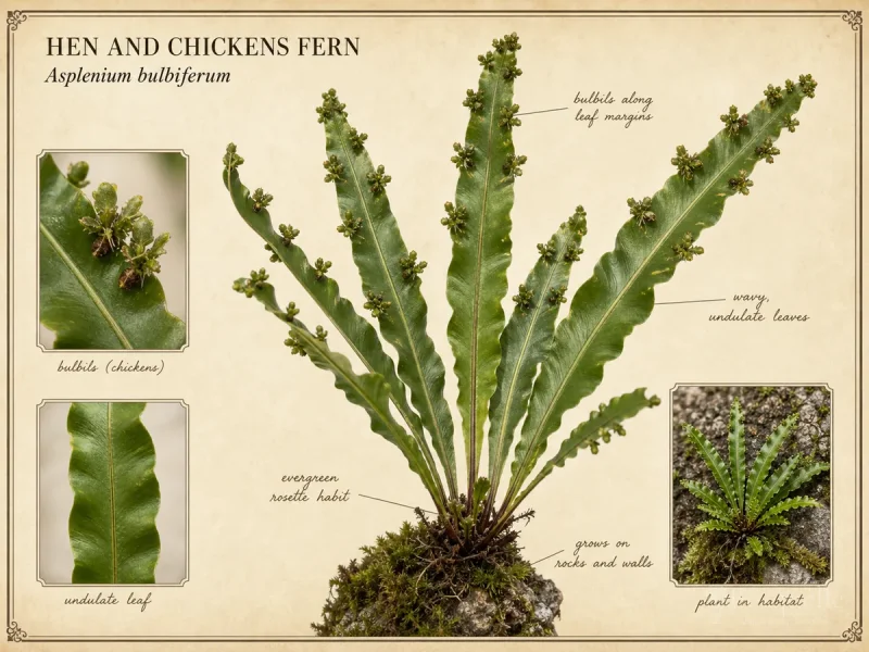 Hen and Chickens Fern (Asplenium bulbiferum)