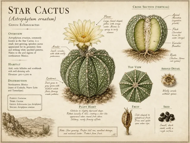 Star Cactus (Astrophytum ornatum)
