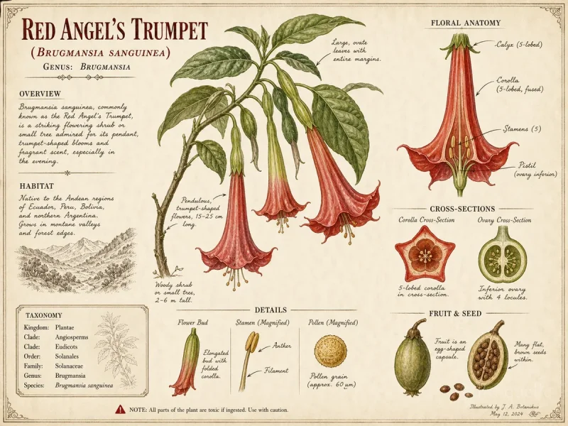 Red Angel’s Trumpet (Brugmansia sanguinea)