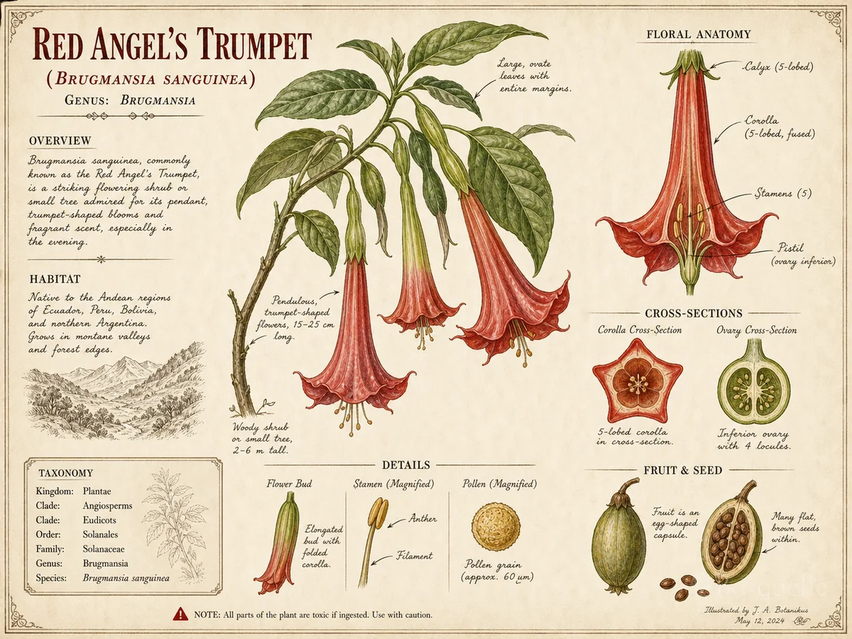 Red Angel’s Trumpet (Brugmansia sanguinea)