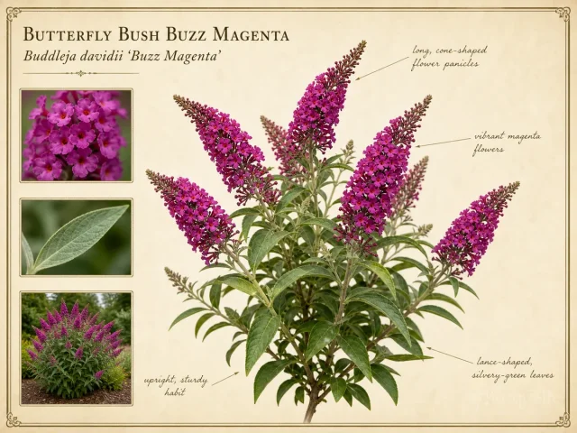 Butterfly Bush Buzz Magenta (Buddleja davidii Buzz Magenta)