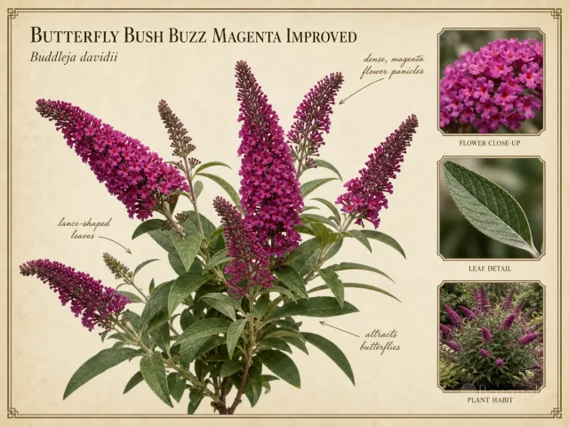 Butterfly Bush Buzz Magenta Improved (Buddleja davidii Buzz Magenta Improved)